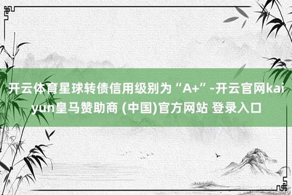 开云体育星球转债信用级别为“A+”-开云官网kaiyun皇马赞助商 (中国)官方网站 登录入口