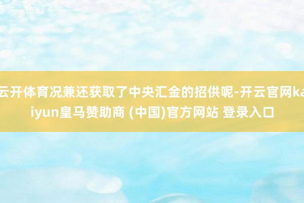 云开体育况兼还获取了中央汇金的招供呢-开云官网kaiyun皇马赞助商 (中国)官方网站 登录入口